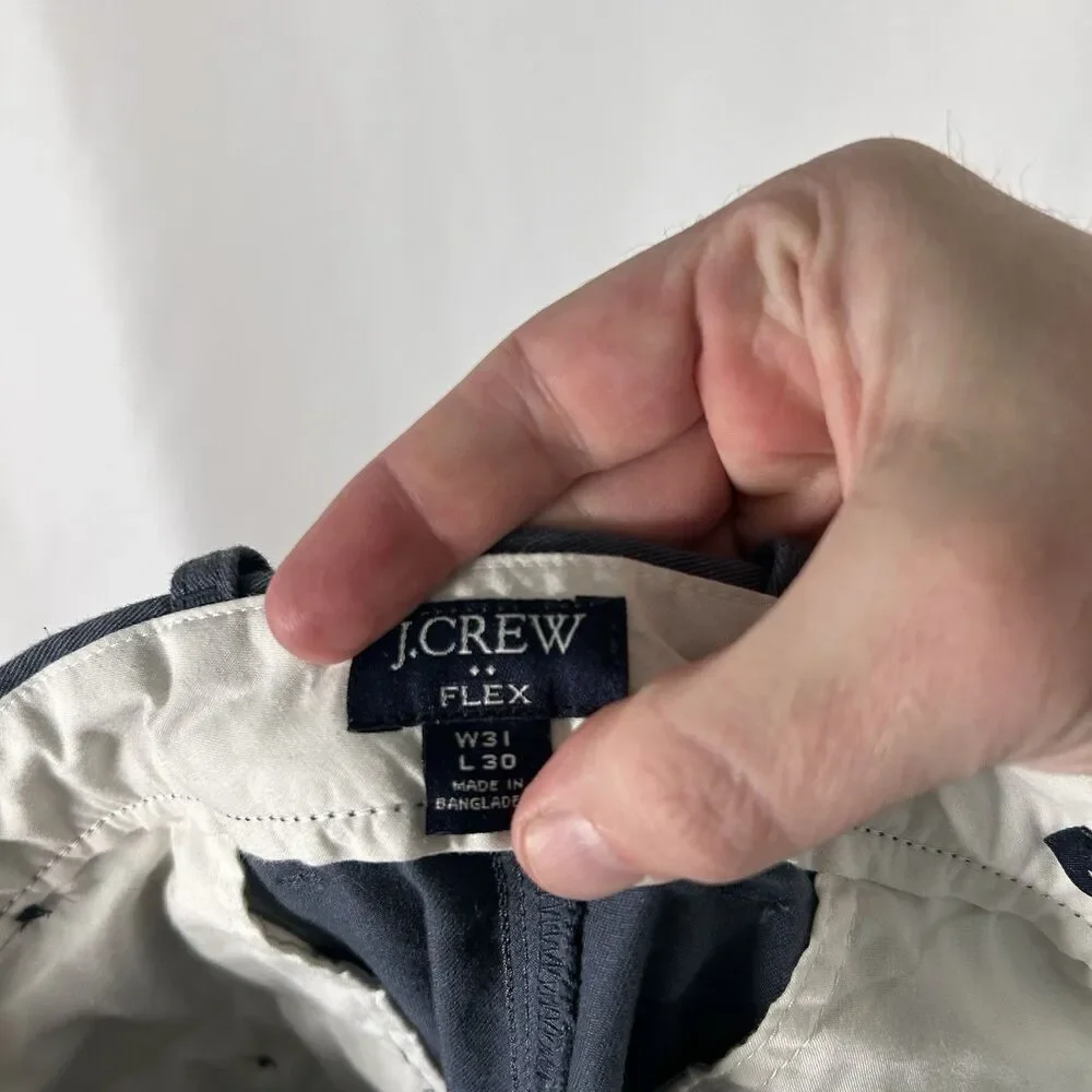 J. Crew Flex Pants Men's 31 Chino Cropped Straight Pockets Rolled Cuff